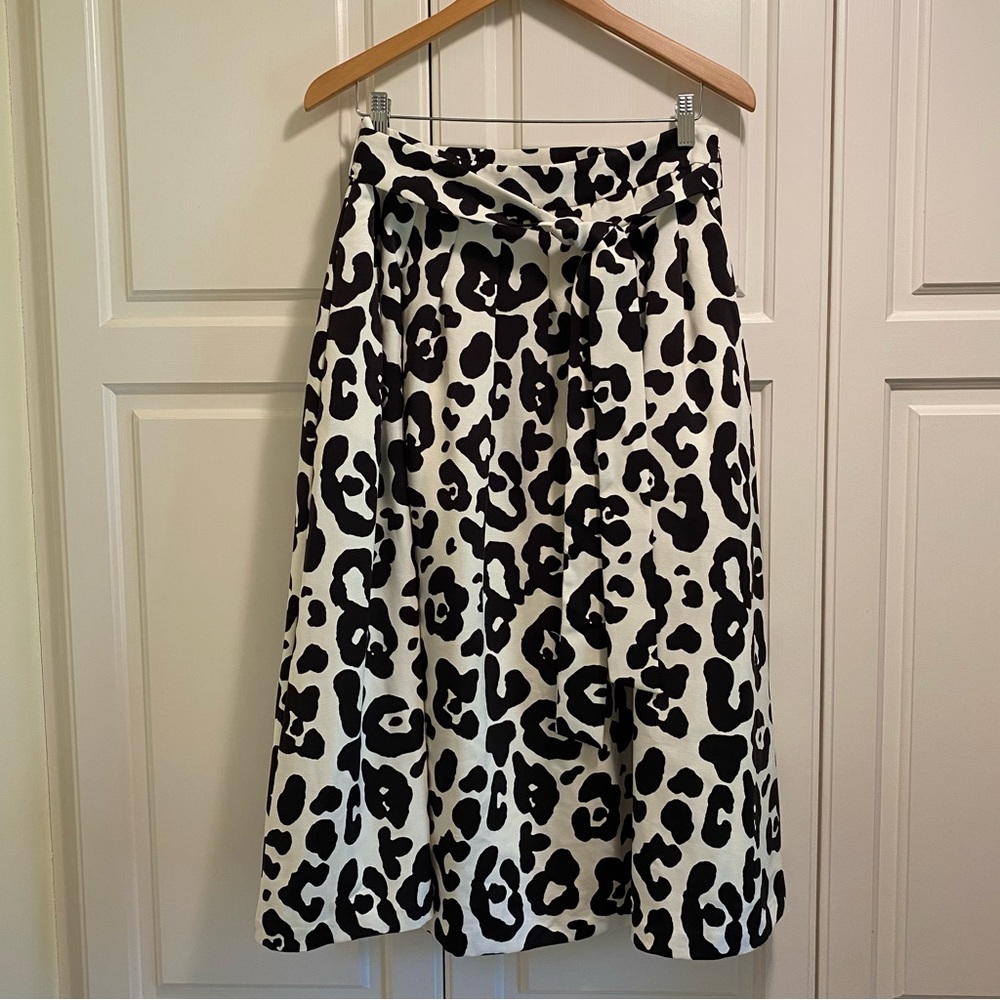 NWT Talbots Pleated Tie Waist Midi Leopard Skirt - Picture 3 of 8